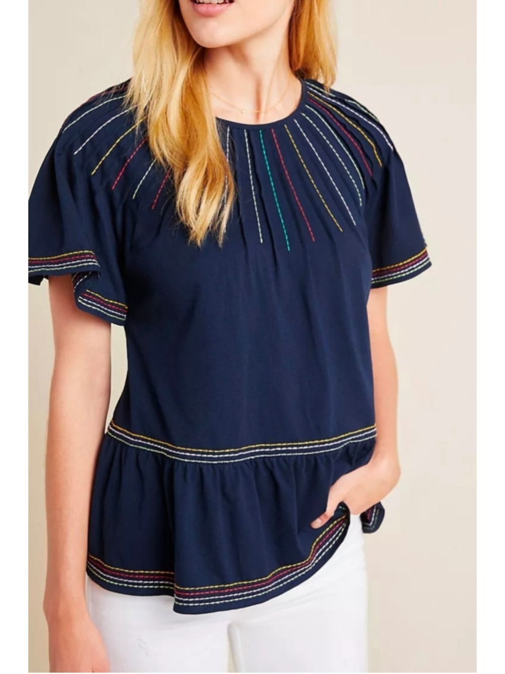 Maeve Chamonix Embroidered Swing Top Size M